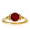 thumbnail image 1 of GemsNY July Birthstone - Celtic Prong Set Round Ruby Ring with Prong Set Diamonds (Grade - AAAA | 0.79cttw), 1 of 4