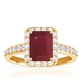 thumbnail image 1 of GemsNY July Birthstone - Classic Emerald Cut Prong Set Ruby Halo Ring with Prong Set Diamonds For Women (Grade - A | 2.20cttw), 1 of 4