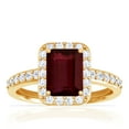 thumbnail image 1 of GemsNY July Birthstone - Classic Emerald Cut Prong Set Ruby Halo Ring with Prong Set Diamonds For Women (Grade - AA | 2.20cttw), 1 of 4