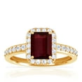 thumbnail image 1 of GemsNY July Birthstone - Classic Emerald Cut Prong Set Ruby Halo Ring with Prong Set Diamonds (Grade - AA | 1.51cttw), 1 of 4