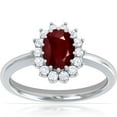 thumbnail image 1 of GemsNY July Birthstone - Classic Princess Diana Replica Oval Ruby Halo Ring For Women (Grade - AA | 1.28cttw), 1 of 4