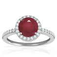 thumbnail image 1 of GemsNY July Birthstone - Classic Round Ruby Halo Ring with Prong Set Diamonds (Grade - A | 1.85cttw), 1 of 4