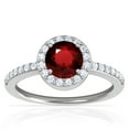 thumbnail image 1 of GemsNY July Birthstone - Classic Round Ruby Halo Ring with Prong Set Diamonds (Grade - AAA | 1.35cttw), 1 of 4