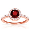 thumbnail image 1 of GemsNY July Birthstone - Classic Round Ruby Halo Ring with Prong Set Diamonds (Grade - AAA | 1.35cttw), 1 of 4