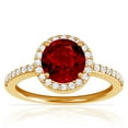 thumbnail image 1 of GemsNY July Birthstone - Classic Round Ruby Halo Ring with Prong Set Diamonds (Grade - AAAA | 1.85cttw), 1 of 4