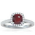 thumbnail image 1 of GemsNY July Birthstone - Classic Square Cushion Ruby Halo Ring with Pave Set Diamonds (Grade - A | 1.01cttw), 1 of 4
