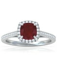 thumbnail image 1 of GemsNY July Birthstone - Classic Square Cushion Ruby Halo Ring with Pave Set Diamonds (Grade - AA | 1.01cttw), 1 of 4