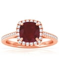 thumbnail image 1 of GemsNY July Birthstone - Classic Square Cushion Ruby Halo Ring with Pave Set Diamonds (Grade - AA | 1.41cttw), 1 of 4