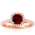 thumbnail image 1 of GemsNY July Birthstone - Classic Square Cushion Ruby Halo Ring with Pave Set Diamonds (Grade - AAAA | 1.01cttw), 1 of 4