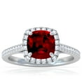 thumbnail image 1 of GemsNY July Birthstone - Classic Square Cushion Ruby Halo Ring with Pave Set Diamonds (Grade - AAAA | 1.41cttw), 1 of 4