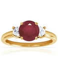 thumbnail image 1 of GemsNY July Birthstone - Classic Three Stone Round Ruby Ring For Women (Grade - A | 1.95cttw), 1 of 4