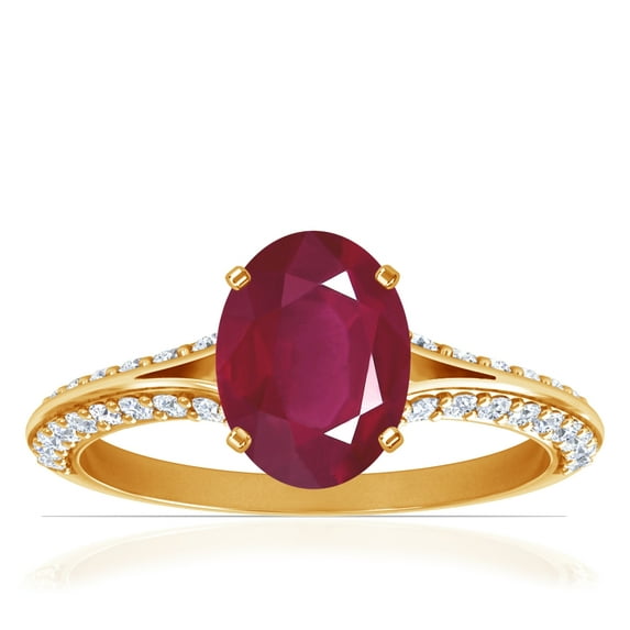 GemsNY July Birthstone - Dainty Oval Ruby Ring With Splity Shank (Grade - A | 1.73cttw)