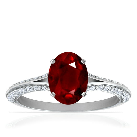 GemsNY July Birthstone - Dainty Oval Ruby Ring With Splity Shank (Grade - AAA | 1.18cttw)