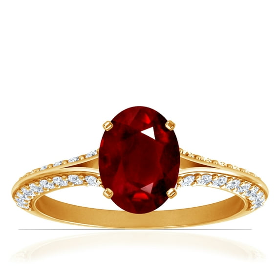 GemsNY July Birthstone - Dainty Oval Ruby Ring With Splity Shank (Grade - AAA | 1.18cttw)