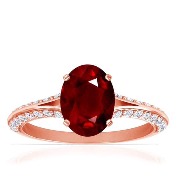 GemsNY July Birthstone - Dainty Oval Ruby Ring With Splity Shank (Grade - AAA | 1.73cttw)