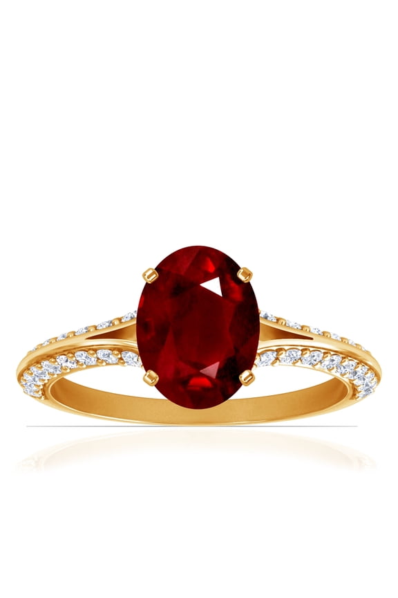 July Birthstone - Dainty Oval Ruby Ring With Splity Shank (Grade - AAA | 1.73cttw)