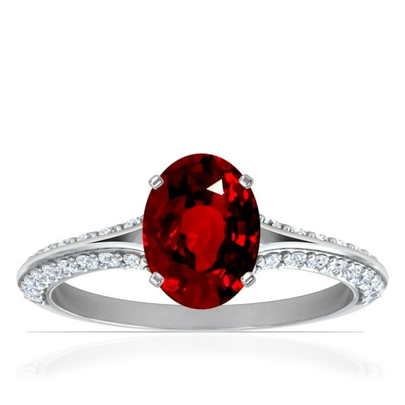 GemsNY July Birthstone - Dainty Oval Ruby Ring With Splity Shank (Grade - AAAA | 1.18cttw)