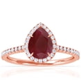thumbnail image 1 of GemsNY July Birthstone - Dainty Pear Shape Ruby Halo Ring with Pave Set Diamonds (Grade - A | 1.60cttw), 1 of 4