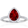 thumbnail image 1 of GemsNY July Birthstone - Dainty Pear Shape Ruby Halo Ring with Pave Set Diamonds (Grade - AAAA | 2.35cttw), 1 of 4