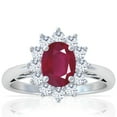 thumbnail image 1 of GemsNY July Birthstone - Four Prong Princess Diana Inspired Oval Ruby Halo Ring (Grade - A | 2.15cttw), 1 of 4