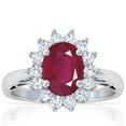 thumbnail image 1 of GemsNY July Birthstone - Four Prong Princess Diana Inspired Oval Ruby Halo Ring (Grade - A | 2.85cttw), 1 of 4