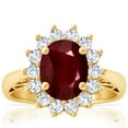 thumbnail image 1 of GemsNY July Birthstone - Four Prong Princess Diana Inspired Oval Ruby Halo Ring (Grade - AA | 4.05cttw), 1 of 4