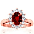 thumbnail image 1 of GemsNY July Birthstone - Four Prong Princess Diana Inspired Oval Ruby Halo Ring (Grade - AAAA | 2.15cttw), 1 of 4
