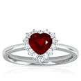 thumbnail image 1 of GemsNY July Birthstone - Heart Shape Ruby Halo Ring (Grade - AAA | 0.84cttw), 1 of 4
