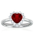 thumbnail image 1 of GemsNY July Birthstone - Heart Shape Ruby Halo Ring (Grade - AAAA | 1.35cttw), 1 of 4