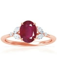 thumbnail image 1 of GemsNY July Birthstone - Petite Oval Ruby Ring with Round and Marquise Side Diamonds (Grade - A | 2.68cttw), 1 of 4