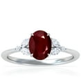 thumbnail image 1 of GemsNY July Birthstone - Petite Oval Ruby Ring with Round and Marquise Side Diamonds (Grade - AA | 1.98cttw), 1 of 4