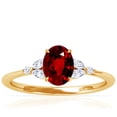 thumbnail image 1 of GemsNY July Birthstone - Petite Oval Ruby Ring with Round and Marquise Side Diamonds (Grade - AAAA | 1.43cttw), 1 of 4