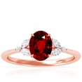 thumbnail image 1 of GemsNY July Birthstone - Petite Oval Untreated Ruby Ring with Round and Marquise Side Diamonds (Grade - AAAAA | 1.98cttw), 1 of 4