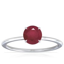 GemsNY July Birthstone - Petite Prong Set Round Ruby Hidden Halo Ring For Women (Grade - A | 0.74cttw)