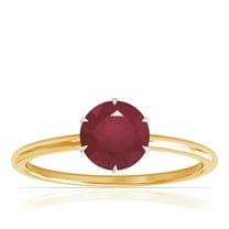 GemsNY July Birthstone - Petite Two Tone Round Ruby Solitaire Ring For Women (Grade - A | 0.65cts.)