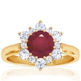 thumbnail image 1 of GemsNY July Birthstone - Prong Set Round Ruby Sunburst Diamond Halo Ring (Grade - A | 1.16cttw), 1 of 4