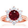 thumbnail image 1 of GemsNY July Birthstone - Prong Set Round Ruby Sunburst Diamond Halo Ring (Grade - AA | 1.56cttw), 1 of 4