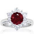 thumbnail image 1 of GemsNY July Birthstone - Prong Set Round Ruby Sunburst Diamond Halo Ring (Grade - AA | 1.56cttw), 1 of 4