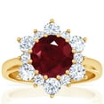 thumbnail image 1 of GemsNY July Birthstone - Prong Set Round Ruby Sunburst Diamond Halo Ring (Grade - AA | 2.33cttw), 1 of 4