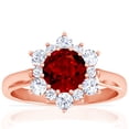 thumbnail image 1 of GemsNY July Birthstone - Prong Set Round Ruby Sunburst Diamond Halo Ring (Grade - AAAA | 1.16cttw), 1 of 4
