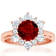 thumbnail image 1 of GemsNY July Birthstone - Prong Set Round Ruby Sunburst Diamond Halo Ring (Grade - AAAA | 1.56cttw), 1 of 4
