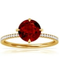 thumbnail image 1 of GemsNY July Birthstone - Round Prong Set Ruby Hidden Halo Ring with Petite Pave Set Band (Grade - AAAA | 0.99cttw), 1 of 4