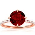 thumbnail image 1 of GemsNY July Birthstone - Round Prong Set Ruby Hidden Halo Ring with Petite Pave Set Band (Grade - AAAA | 1.89cttw), 1 of 4