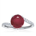 thumbnail image 1 of GemsNY July Birthstone - Round Ruby Bypass Ring With Prong Set Round Diamonds (Grade - A | 1.81cttw), 1 of 4