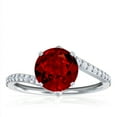 thumbnail image 1 of GemsNY July Birthstone - Round Ruby Bypass Ring With Prong Set Round Diamonds (Grade - AAAA | 1.81cttw), 1 of 4