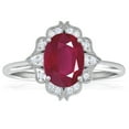thumbnail image 1 of GemsNY July Birthstone - Vintage Oval Ruby Ring with Pave Set Diamond Halo (Grade - A | 0.77cttw), 1 of 4