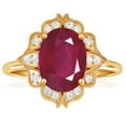 thumbnail image 1 of GemsNY July Birthstone - Vintage Oval Ruby Ring with Pave Set Diamond Halo (Grade - A | 2.38cttw), 1 of 4