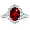thumbnail image 1 of GemsNY July Birthstone - Vintage Oval Ruby Ring with Pave Set Diamond Halo (Grade - AAAA | 1.12cttw), 1 of 4