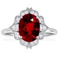 thumbnail image 1 of GemsNY July Birthstone - Vintage Oval Untreated Ruby Ring with Pave Set Diamond Halo (Grade - AAAAA | 1.68cttw), 1 of 4