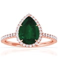 thumbnail image 1 of GemsNY May Birthstone - Dainty Pear Shape Emerald Halo Ring with Pave Set Diamonds For Women (Grade - AA | 2.50cttw), 1 of 4